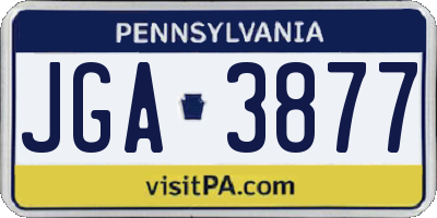 PA license plate JGA3877