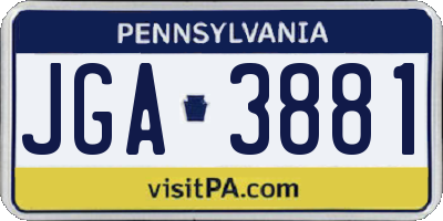 PA license plate JGA3881