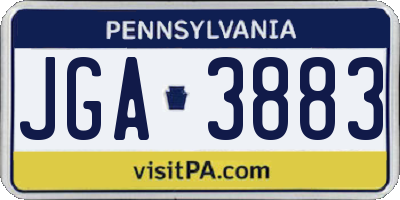 PA license plate JGA3883