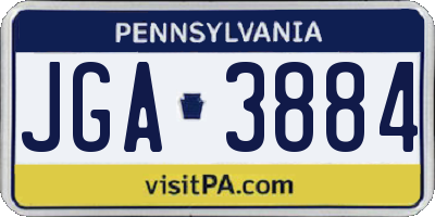 PA license plate JGA3884