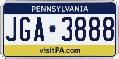 PA license plate JGA3888