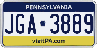 PA license plate JGA3889