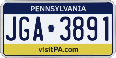 PA license plate JGA3891