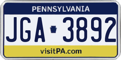 PA license plate JGA3892