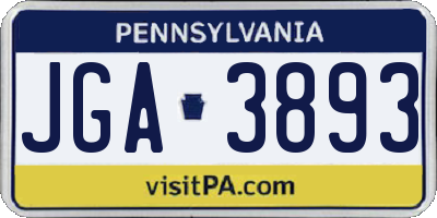 PA license plate JGA3893