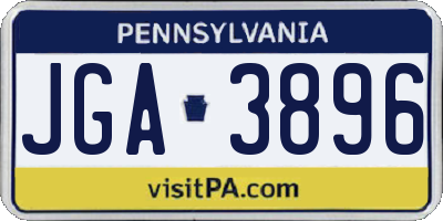 PA license plate JGA3896