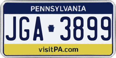 PA license plate JGA3899
