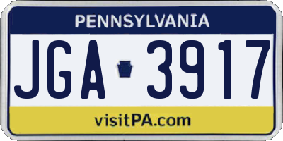 PA license plate JGA3917