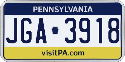 PA license plate JGA3918