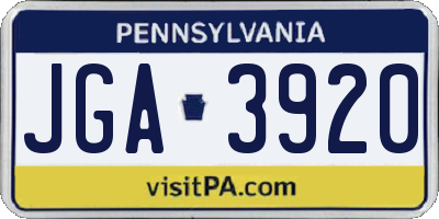 PA license plate JGA3920
