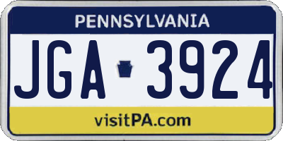 PA license plate JGA3924