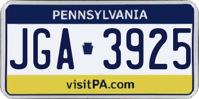 PA license plate JGA3925