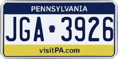 PA license plate JGA3926