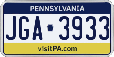PA license plate JGA3933