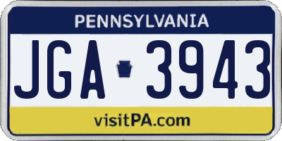 PA license plate JGA3943