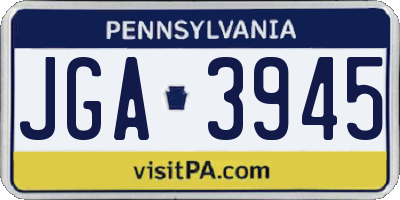 PA license plate JGA3945