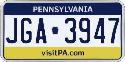 PA license plate JGA3947