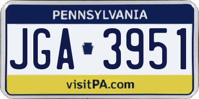 PA license plate JGA3951