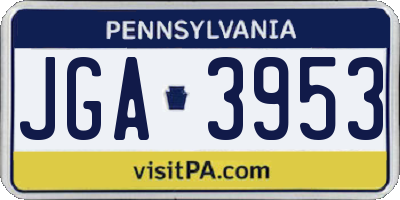 PA license plate JGA3953