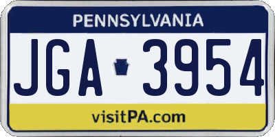 PA license plate JGA3954