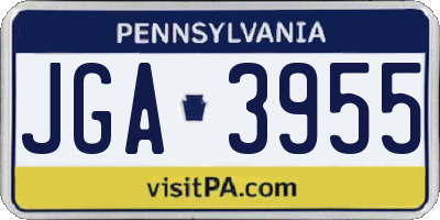 PA license plate JGA3955