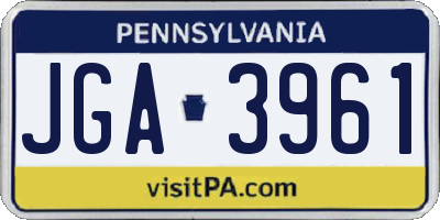 PA license plate JGA3961