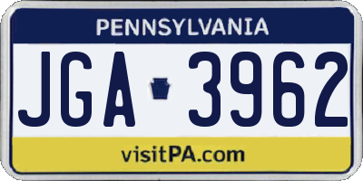 PA license plate JGA3962
