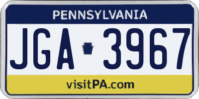 PA license plate JGA3967