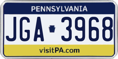 PA license plate JGA3968