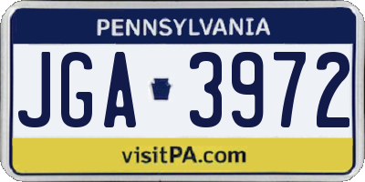 PA license plate JGA3972