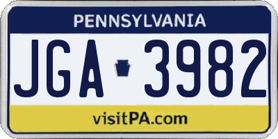PA license plate JGA3982