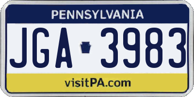 PA license plate JGA3983