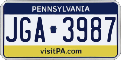 PA license plate JGA3987