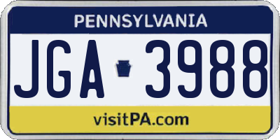 PA license plate JGA3988