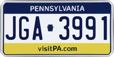 PA license plate JGA3991