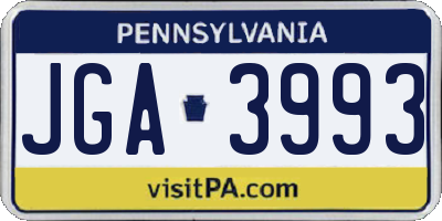 PA license plate JGA3993