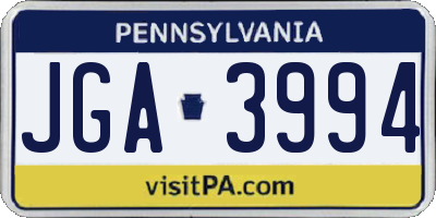 PA license plate JGA3994