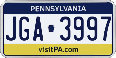 PA license plate JGA3997
