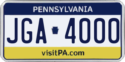 PA license plate JGA4000
