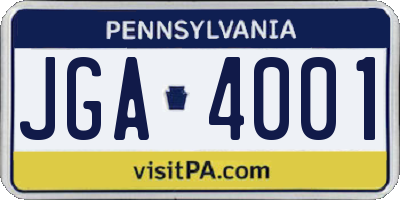 PA license plate JGA4001