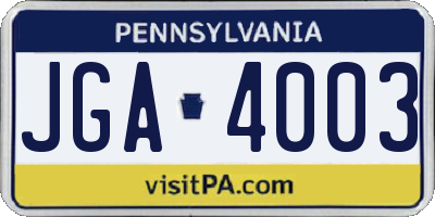 PA license plate JGA4003