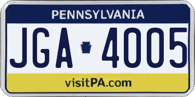PA license plate JGA4005