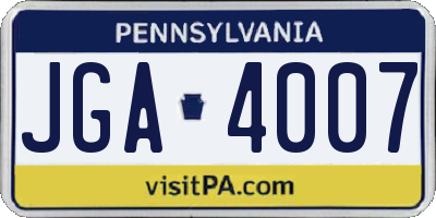 PA license plate JGA4007