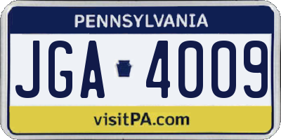 PA license plate JGA4009