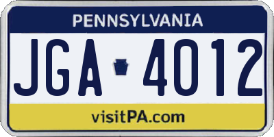 PA license plate JGA4012