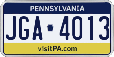 PA license plate JGA4013