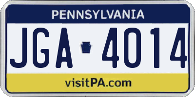 PA license plate JGA4014