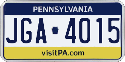 PA license plate JGA4015