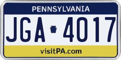 PA license plate JGA4017