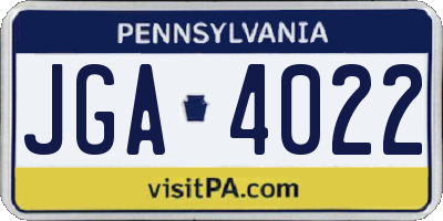 PA license plate JGA4022
